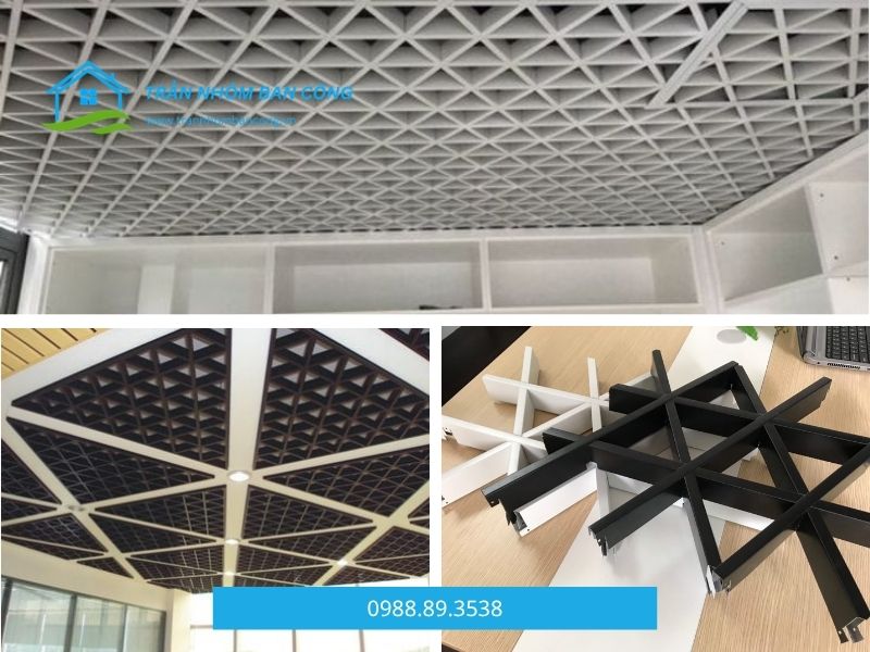 kích thước trần nhôm caro tam giác