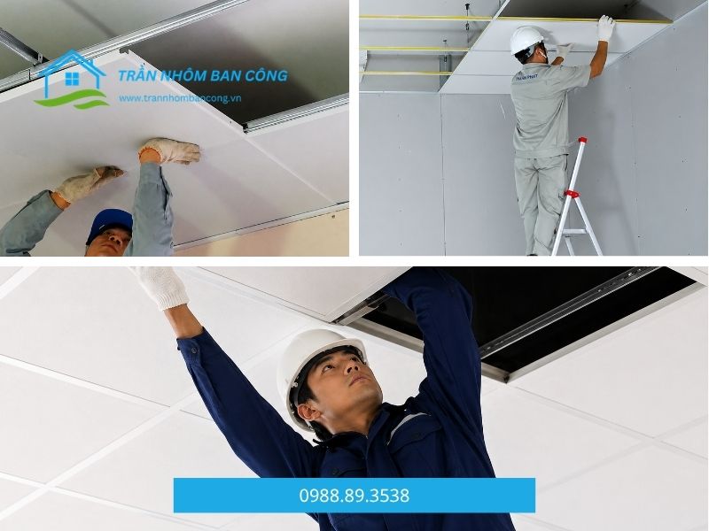 lắp đặt tấm trần nhôm austrong