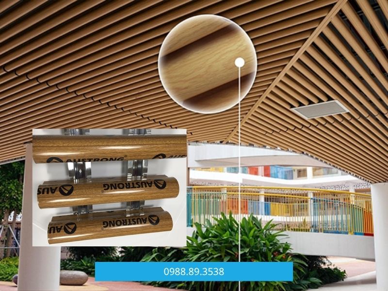 trần nhôm vân gỗ austrong o-tube