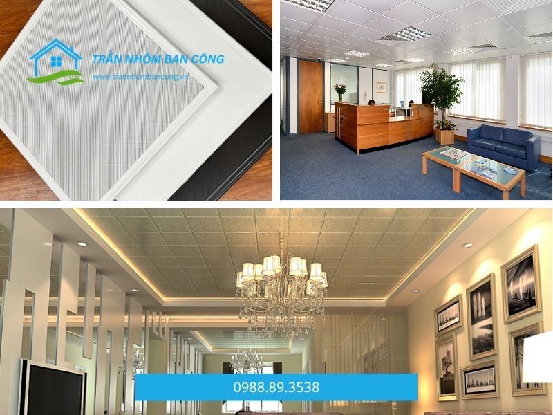 trần nhôm phòng khách clip-in