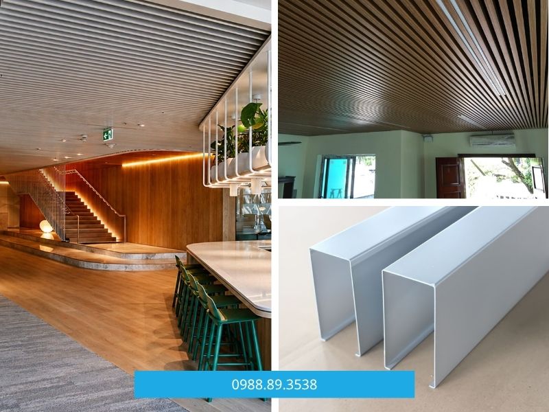 trần nhôm u-shaped phòng khách