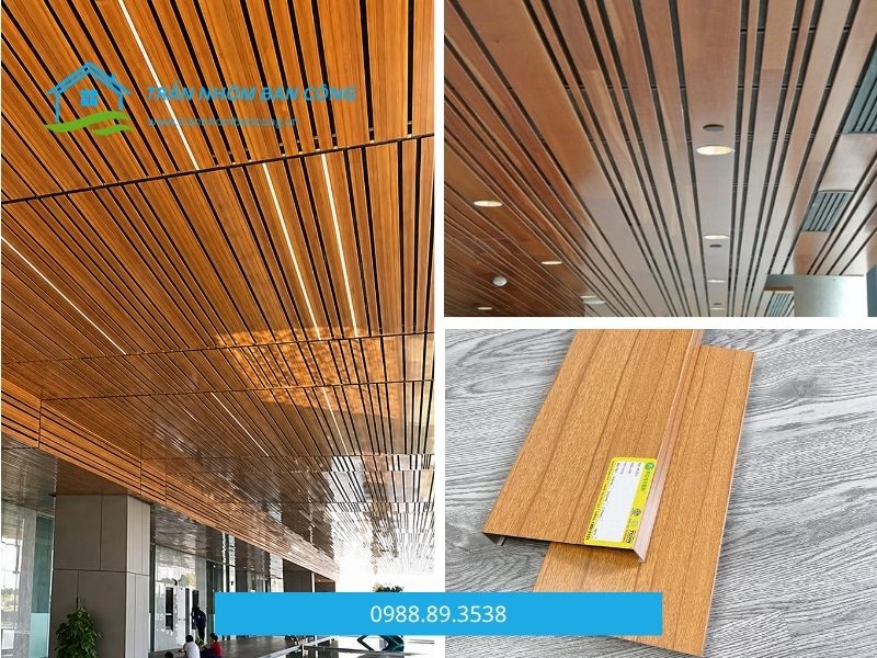 trần nhôm vân gỗ austrong b-shaped