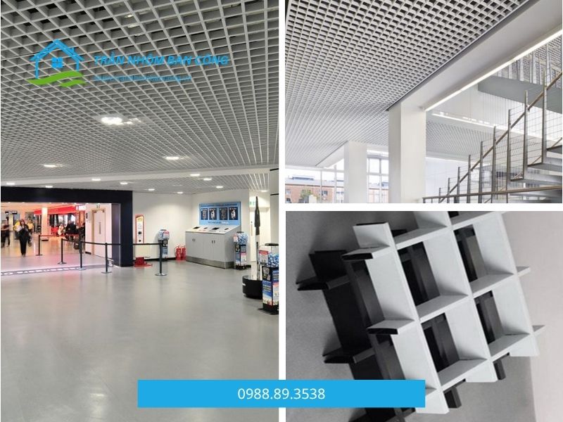 ứng dụng trần nhôm caro 100x100